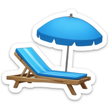 A sunbed with a parasol, colored blue sticker