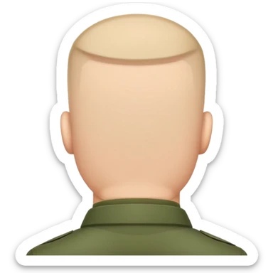 rear view of military soldier's head with crew cut sticker