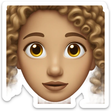 white woman with hazel eyes curly brown hair and big lips  sticker