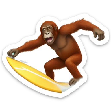 orangutan surfing sticker