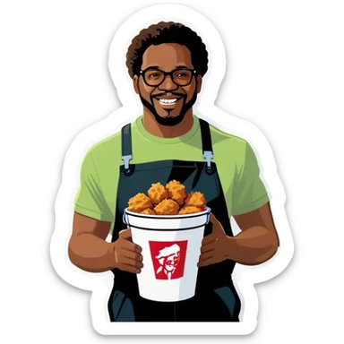 african american man holding kfc sticker