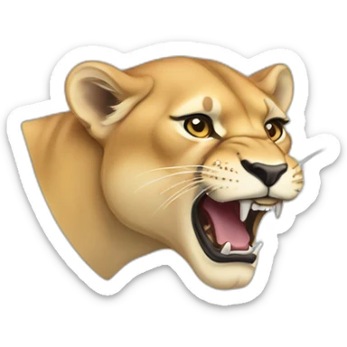Lioness roaring sticker