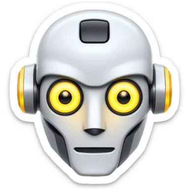 Prompt 13: "…how AI will change the job market."
Graphic: 🤖 Robot head icon (white) glowing yellow eyes.
Animation: Robot pulses with glow.
Background: Transparent.
 sticker