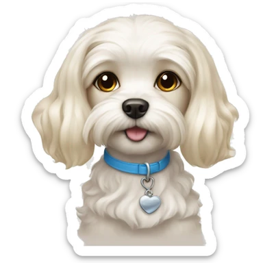 Maltese dog with Girl with light skin, blonde white waves hair,blue eyes, sticker
