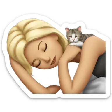 blonde sleeps with cat sticker