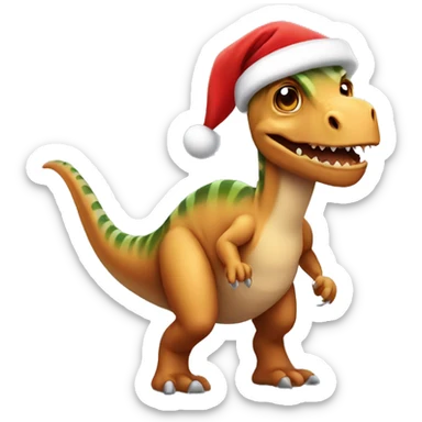 A dinosaur with a Santa hat  sticker