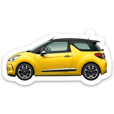 Yellow car Citroen DS3 with black roof like from car catalog  sticker