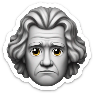 Sad round Emoji icon of beethoven sticker