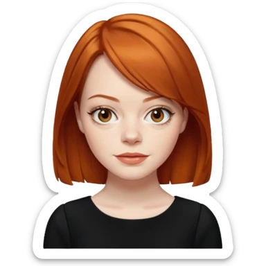 Emma Stone, orange brown hair, black dress sticker