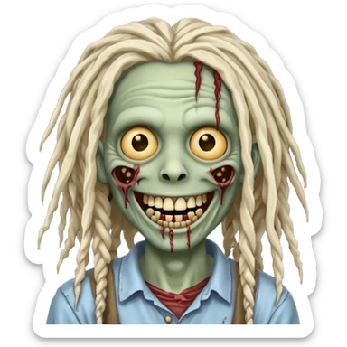 zombie with dreads with braces smiling  sticker