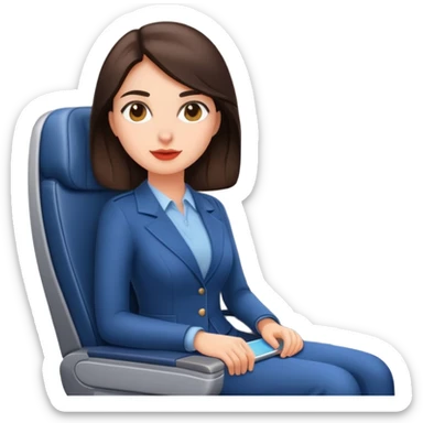 Brunette sitting in airplane seat sticker