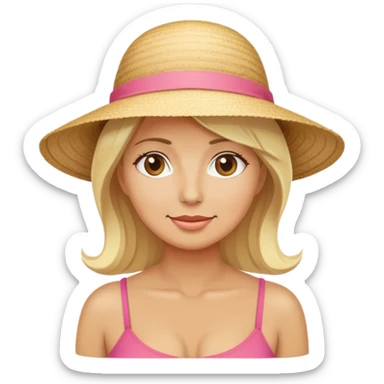 Silly, chubby, Blonde middle aged woman on beach sticker