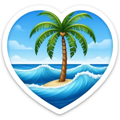 Palm tree wave heart sticker