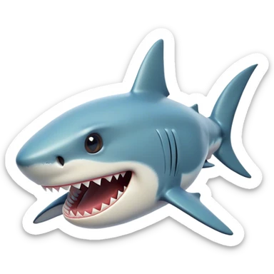 Cinematic Comical Shark Portrait Emoji, Head tilted dramatically with an exaggeratedly amused expression, featuring a striking, glossy streamlined body with bold accents and wide, expressive eyes filled with playful disbelief, Simplified yet hilariously expressive features, highly detailed, glowing with a slightly sassy glow, high shine, dramatic yet playful, stylized with an air of cheeky marine mischief, bright and endearing, soft glowing outline, capturing the essence of a spirited and over‐the‐top shark, so meme‐worthy it feels like it could snap its jaws into internet fame instantly! sticker