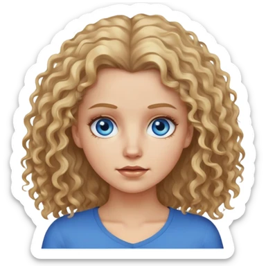 dirty blonde blue eyes frzzy hair whtie girl sticker