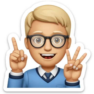 Nerd emoji sticking up the middle finger saying Sybau as a text bubble sticker