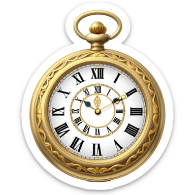 open pocket watch showing clock face sticker