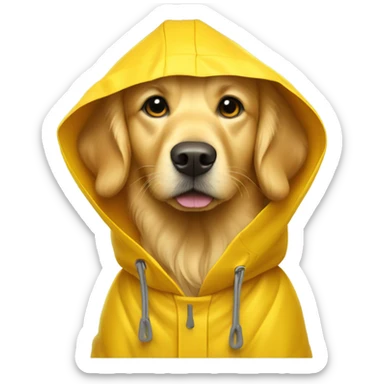 Golden retriever wearing raincoat sticker