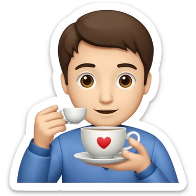 man holding teacup sticker