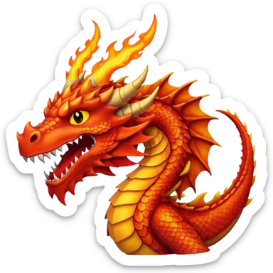 Red dragon with fire sticker