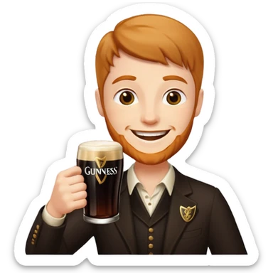 Saying cheers with a Guinness sticker