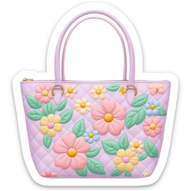 pastel floral quilted tote bag  sticker