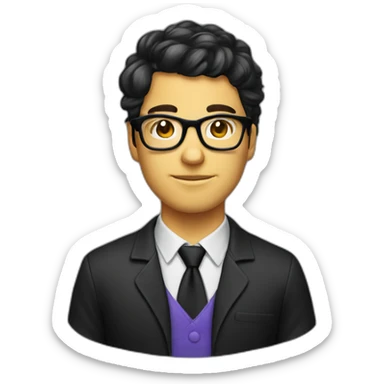 a nerd gamer guy with glasses dress in black sticker