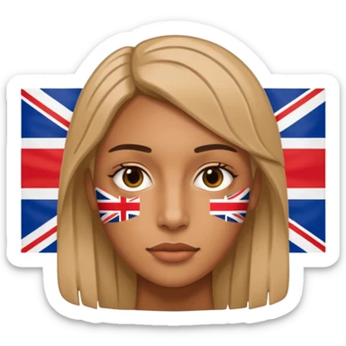 half of a human face mixed with uk flag accurate sticker