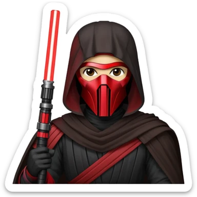 Darth Revan with his mask on holding red lightsaber sticker