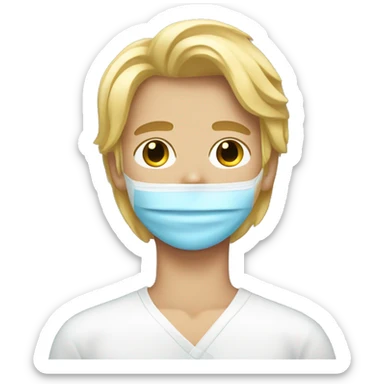 A teenage boy with blonde hair with a middle part and with a spa mask on sticker