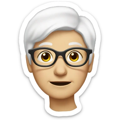 Old lady with short white hair hazel eyes and glasses  sticker