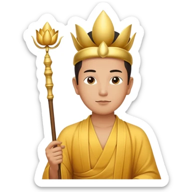 asian man, scepter, buddhism, lotus sticker