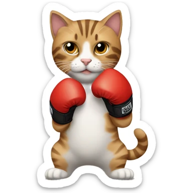 light brown tabby cat boxing gloves  sticker