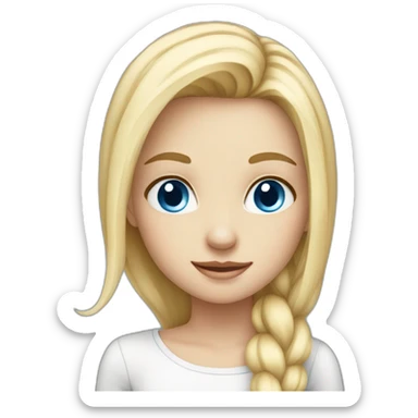 cute blonde girl with blue eyes and a white tail sticker