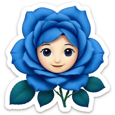 blue rose with eyes and smile no face sticker