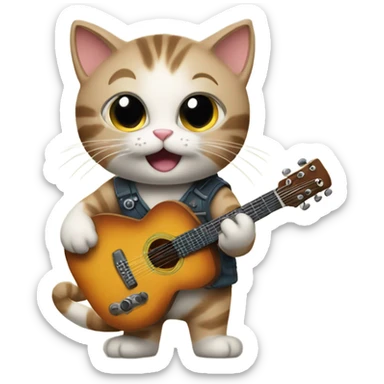 Wee cat playing the guitr sticker