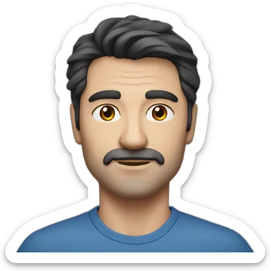 man dark hair - 40 years old - blue shirt - Slavic appearance sticker