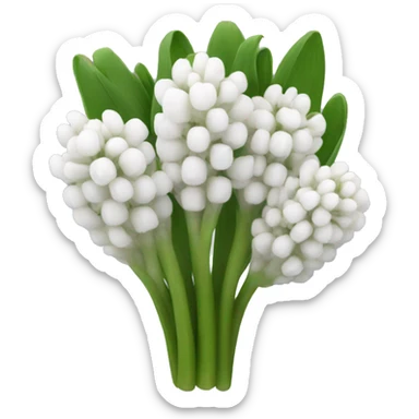 A clear case holding a bunch of white hyacinths  sticker