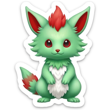 Kawaii Cute Edgy Green Red ethereal Fionbri-Vernid-Trico-animal-creature full body sticker