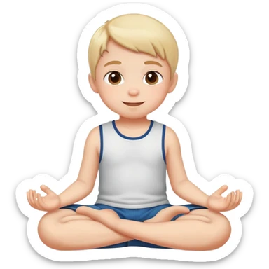 child sitting cross-legged on the floor, cheerful and calm sticker