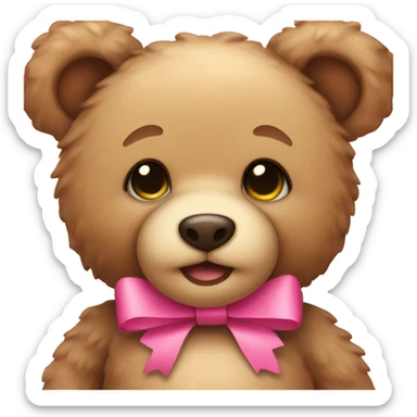 Teddy bear with a pink bow  sticker