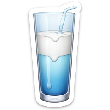 the drink is white, the glass is narrow and tall and There is only white liquid inside,photo realistic sticker