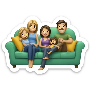 family on couch sticker