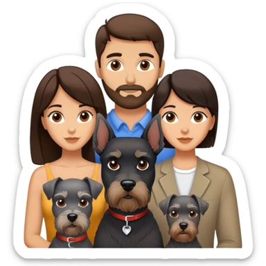 Brunette couple with 3 schnauzers sticker