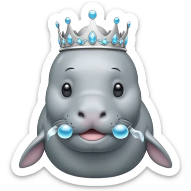 a manatee with a princess tiara sticker
