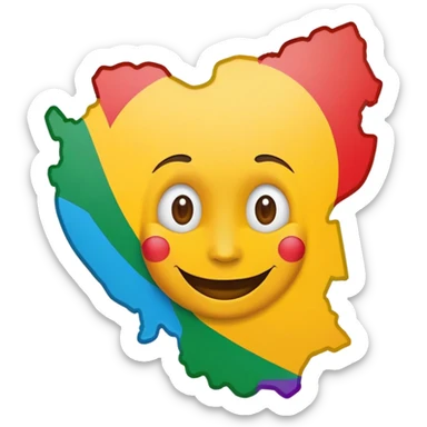 Ethiopian map with a smiling face sticker