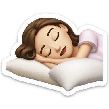 sleeping beauty brunette white girl with a silk pillow sticker