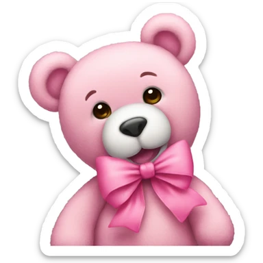 Pink teddy bear with a bow sticker