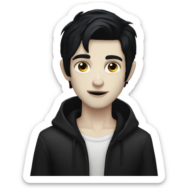 Pale vampire boy black hair sticker