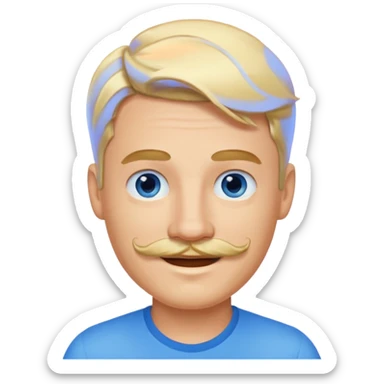 guy with blond hair, mustache, and blue eyes sticker